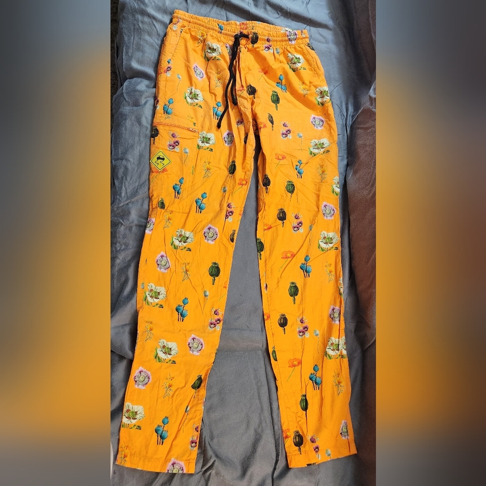 Urban Outfitters Skidz Floral And‎ Cactus Print Orange Zip Stash Pants
